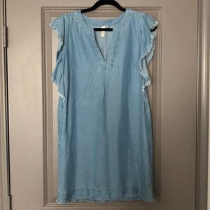 Chambray flutter sleeve dress